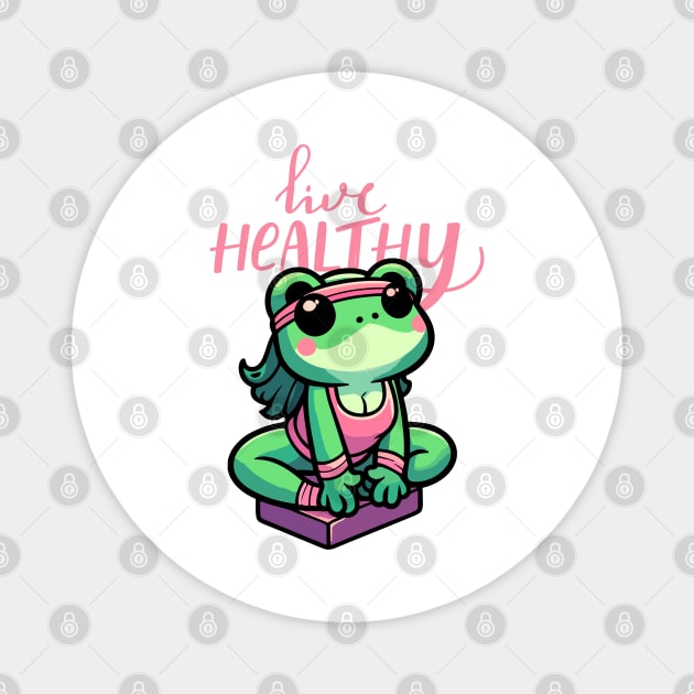 Yoga Frog - Live Healthy Magnet by JessArty